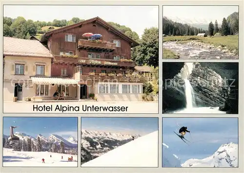 AK / Ansichtskarte Unterwasser_Toggenburg Hotel Alpina Seilbahn Wassrfall Unterwasser Toggenburg