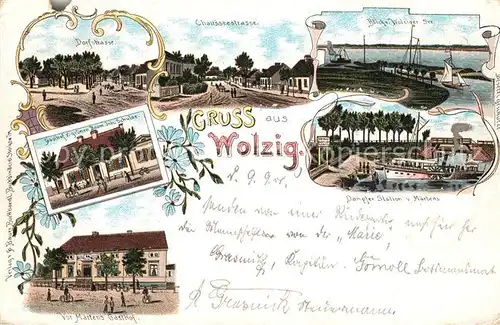 AK / Ansichtskarte Wolzig Chausseestrasse Gasthof Maertens Gasthof zum gruenen Baum Litho Wolzig