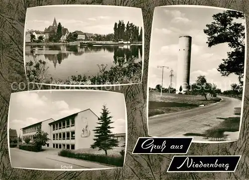 AK / Ansichtskarte Niedernberg_Unterfranken Schule Wasserturm  Niedernberg Unterfranken