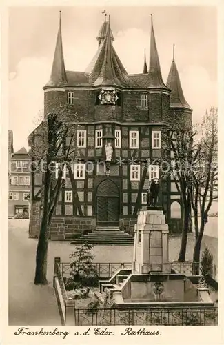 AK / Ansichtskarte Frankenberg_Eder Rathaus Denkmal Frankenberg Eder