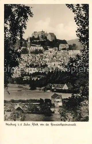 AK / Ansichtskarte Marburg_Lahn Panorama Blick von der Bismarckpromenade Schloss Marburg_Lahn