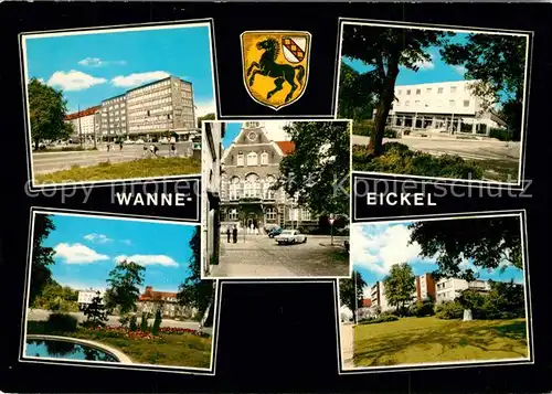 AK / Ansichtskarte Wanne Eickel Bresserhaus Bahnhofsanlagen Rathaus Stadtbuecherei Altersheim Wappen Wanne Eickel