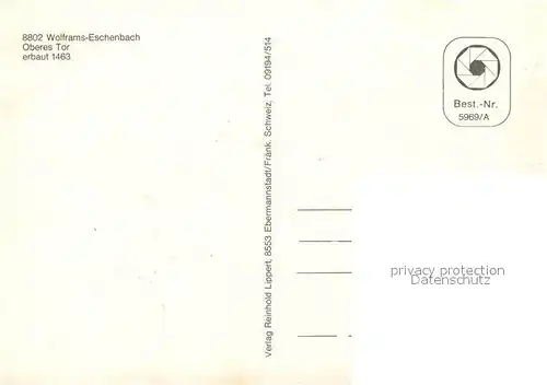 AK / Ansichtskarte Eschenbach_Wolframs Oberes Tor 15. Jhdt. Eschenbach Wolframs