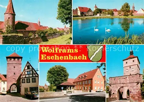 AK / Ansichtskarte Eschenbach_Wolframs Stadt des Minnesaengers Stadtmauer Torbogen Turm See Eschenbach Wolframs
