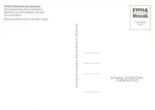 AK / Ansichtskarte Eschenbach_Wolframs Deutschordensschloss Alte Vogtei Fachwerkhaus Altstadt Eschenbach Wolframs