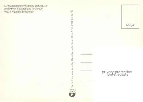 AK / Ansichtskarte Eschenbach_Wolframs Liebfrauenmuenster Ansicht von Sueden und Innenraum Eschenbach Wolframs
