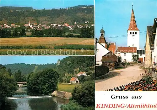 AK / Ansichtskarte Kinding Ortsmotiv mit Kirche Landschaftspanorama Altmuehl Kinding
