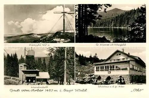 AK / Ansichtskarte Arber Gipfelkreuz Gr Arbersee Arberschwebelift Schuthaus Arber