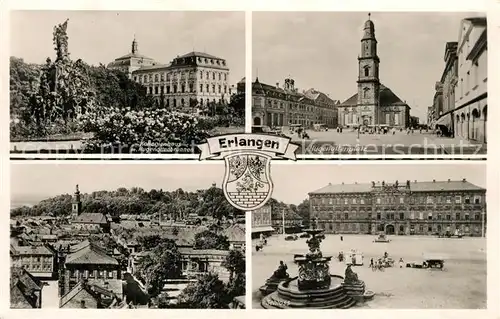 AK / Ansichtskarte Erlangen Kollegienhaus Hugenottenbrunnen Hugenottenplatz Schloss Erlangen