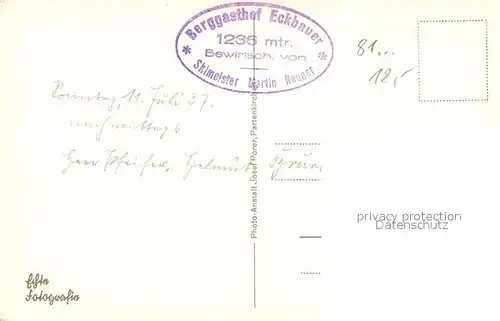 AK / Ansichtskarte Eckbauer_Alm Berggasthof Panorama Eckbauer Alm