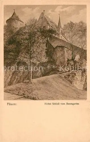 AK / Ansichtskarte Fuessen_Allgaeu Hohes Schloss vom Baumgarten Fuessen Allgaeu