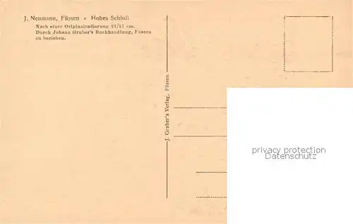 AK / Ansichtskarte Fuessen_Allgaeu Hohes Schloss vom Baumgarten Fuessen Allgaeu