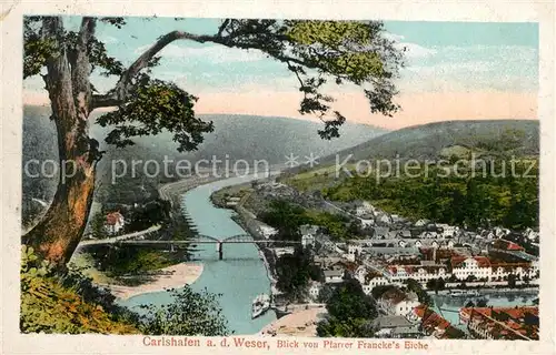 AK / Ansichtskarte Carlshafen_Weser Blick von der Pfarrer Franckes Eiche Carlshafen Weser