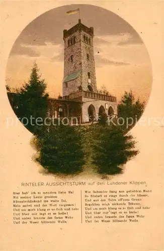 AK / Ansichtskarte Rinteln Rinteler Aussichtsturm auf den Luhdener Klippen Rinteln
