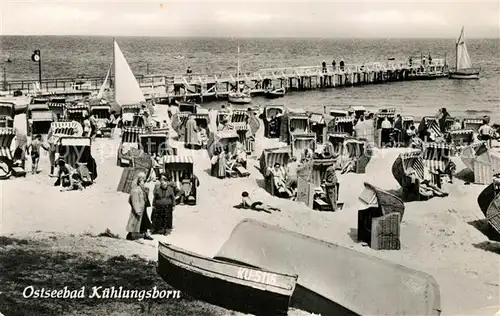 AK / Ansichtskarte Kuehlungsborn_Ostseebad Strand Seebruecke Kuehlungsborn_Ostseebad