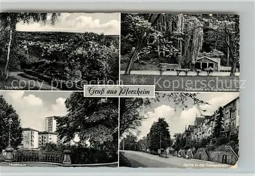 AK / Ansichtskarte Pforzheim Teilansicht Haltestelle am Kupferhammer Hochhaus Partie in der Calwer Strasse Pforzheim
