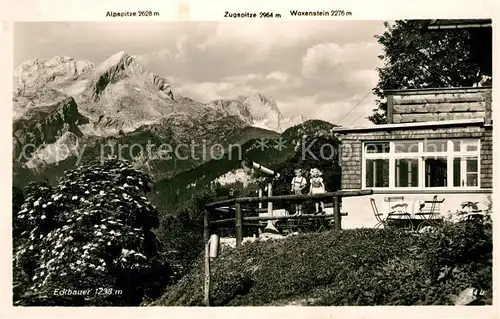 AK / Ansichtskarte Eckbauer_Alm mit Alpspitze Zugspitze Waxenstein Eckbauer Alm
