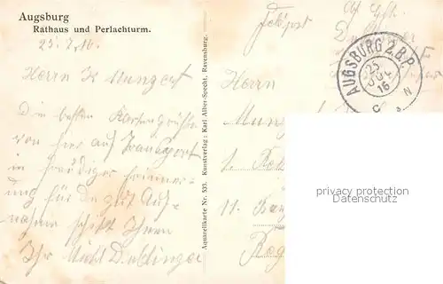 AK / Ansichtskarte Augsburg Rathaus und Perlachturm Augsburg