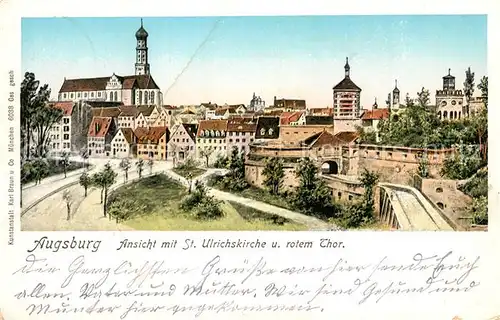 AK / Ansichtskarte Augsburg St Ulrichskirche und Rotes Thor Augsburg