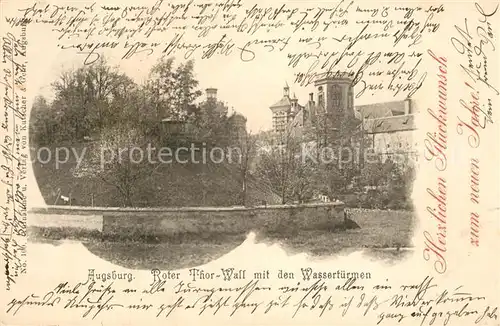 AK / Ansichtskarte Augsburg Roter Thor Wall mit den Wassertuermen Augsburg