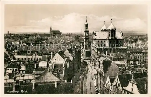 AK / Ansichtskarte Augsburg Stadtblick mit Rathaus und Perlachturm Augsburg