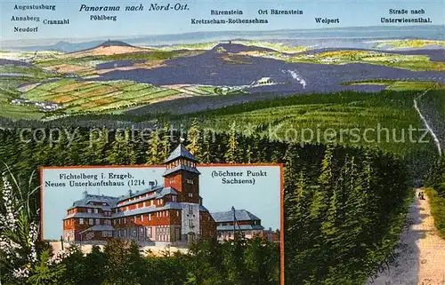 AK / Ansichtskarte Fichtelgebirge Panorama mit Neuem Unterkunftshaus auf dem Fichtelberg  Fichtelgebirge