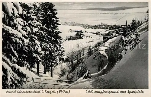 AK / Ansichtskarte Oberwiesenthal_Erzgebirge Schoenjungferngrund und Sportplatz Oberwiesenthal Erzgebirge