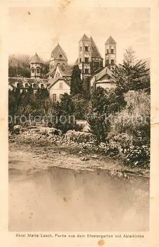 AK / Ansichtskarte Maria_Laach_Glees Abtei Maria Laach Klostergarten mit Abteikirche Maria_Laach_Glees