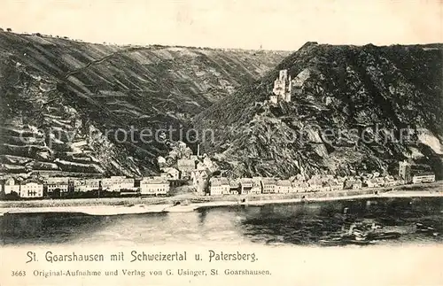 AK / Ansichtskarte St_Goarshausen mit Schweizertal und Patersberg St_Goarshausen