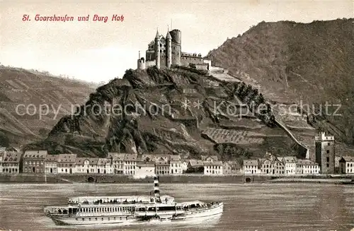 AK / Ansichtskarte St_Goarshausen Rheinpartie mit Burg Katz St_Goarshausen