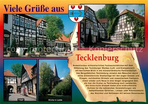 AK / Ansichtskarte Tecklenburg Haus des Gastes Fachwerkhaus Schweinemarkt Torhaus Legge Kirche Ledde Chronik Tecklenburg
