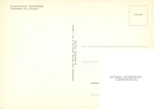 AK / Ansichtskarte Travemuende_Ostseebad Yachthafen mit Segelschulschiff Passat Travemuende_Ostseebad