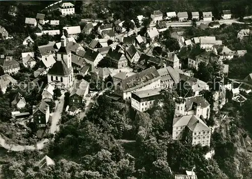 AK / Ansichtskarte Hohnstein_Saechsische_Schweiz Burg Kirche Markt Oberer Strasse um 1930 Fliegeraufnahme Hohnstein_Saechsische