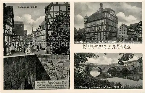 AK / Ansichtskarte Melsungen_Fulda Alte Buergerbruecke Stadteingang Rathaus  Melsungen Fulda