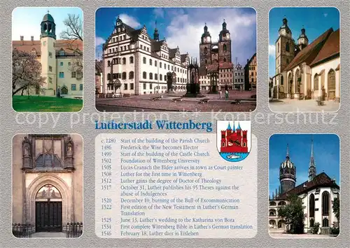 AK / Ansichtskarte Wittenberg_Lutherstadt Lutherhaus Marktplatz Schlosskirche Sankt Marien Thesentuer Chronik Wittenberg_Lutherstadt