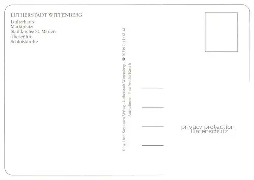 AK / Ansichtskarte Wittenberg_Lutherstadt Lutherhaus Marktplatz Stadtkirche Sankt Marien Thesentuer Schlosskirche Wittenberg_Lutherstadt