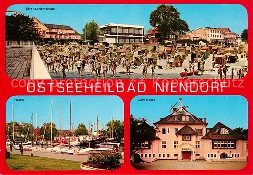 AK / Ansichtskarte Niendorf_Ostseebad Strandpromenade Hafen Cafe Keese Niendorf_Ostseebad