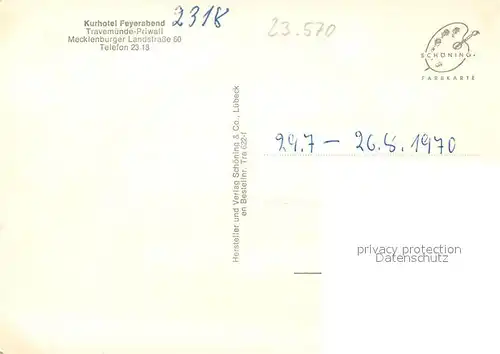AK / Ansichtskarte Priwall_Travemuende Kurhotel Feyerabend Priwall Travemuende