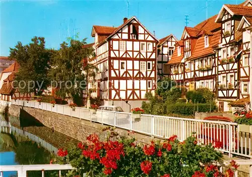 AK / Ansichtskarte Lauterbach_Hessen Partie an der Lauter Fachwerkhaeuser Altstadt Lauterbach Hessen