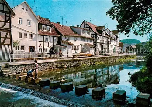 AK / Ansichtskarte Lauterbach_Hessen Schrittsteine ueber die Lauter Lauterbach Hessen