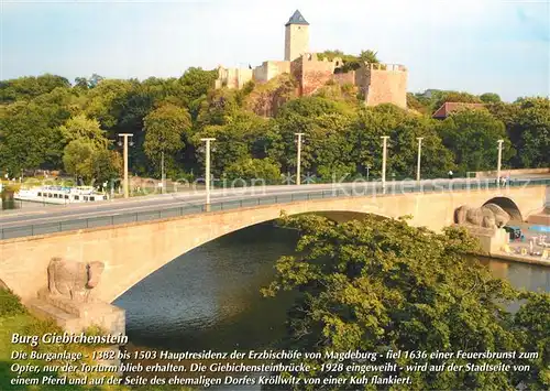AK / Ansichtskarte Giebichenstein_Halle_Saale Burg Salle Bruecke Chronik Giebichenstein_Halle