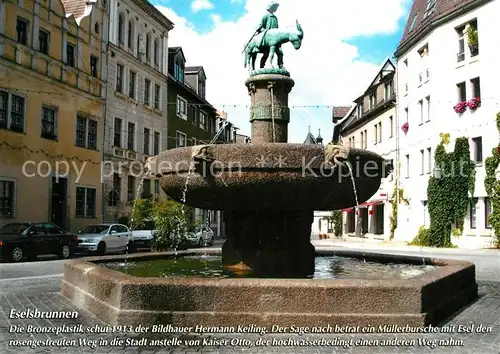 AK / Ansichtskarte Halle_Saale Eselsbrunnen Bronzeplastik Halle_Saale