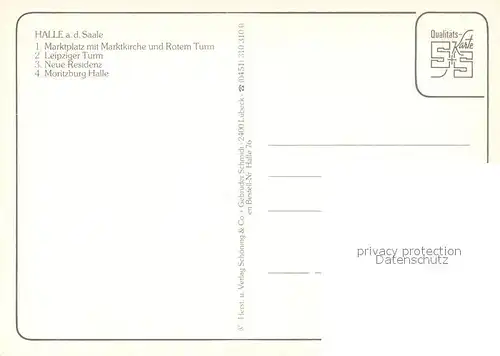 AK / Ansichtskarte Halle_Saale Marktplatz Kirche Roter Turm Leipziger Turm Residenz Moritzburg Halle Chronik Wappen Halle_Saale