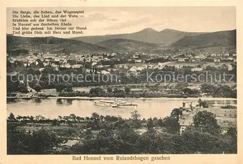 AK / Ansichtskarte Bad_Honnef Rheinpartie Blick vom Rolandsbogen Bad_Honnef