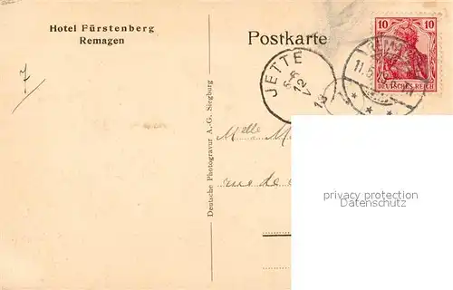 AK / Ansichtskarte Remagen Hotel Fuerstenberg Remagen