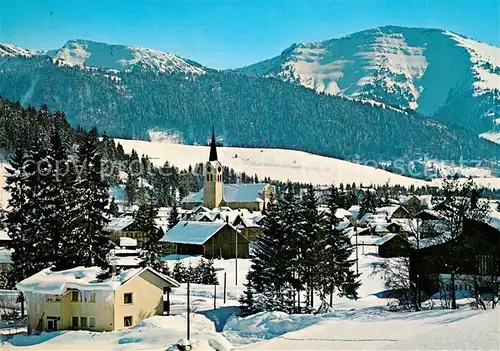 AK / Ansichtskarte Oberstaufen Rindalphorn Hochgrat Panorama Winter Oberstaufen