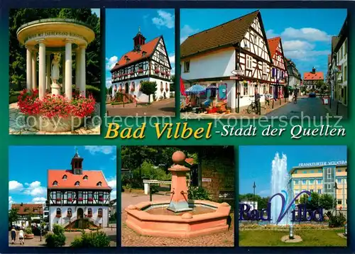 AK / Ansichtskarte Bad_Vilbel Kurquelle Brunnen Fachwerkhaeuser Bad_Vilbel