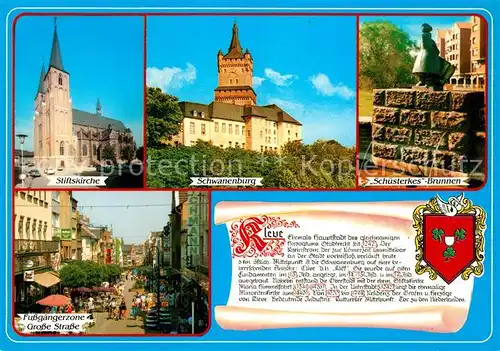 AK / Ansichtskarte Kleve Stiftskirche Schwanenburg Schusterkes Brunnen Grosse Strasse Chronik Kleve
