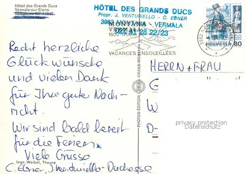 AK / Ansichtskarte Vermala_Montana Hotel des Grands Ducs Vermala_Montana