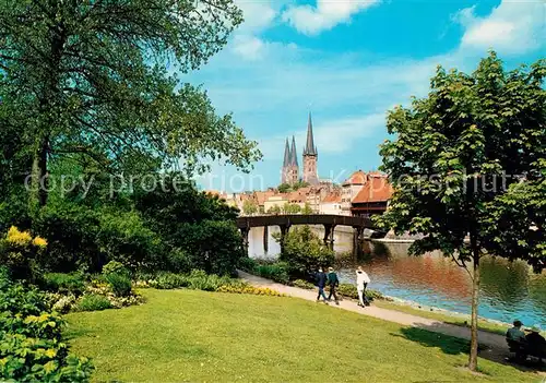 AK / Ansichtskarte Luebeck Uferpromenade an der Trave Bruecke Kirche Luebeck